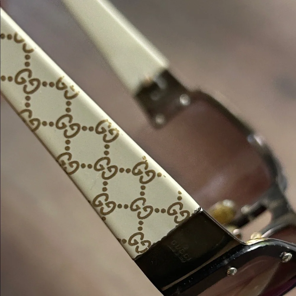 Gucci Vintage Monogram Temple Rimless Sunglasses with Brown Gradient Lenses